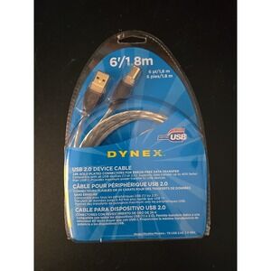 Dynex USB 2.0. A-B DEVICE CABLE 6 FEET 1.8‎ m NEW SEALED TE-USB 2AB 2.0 SBG